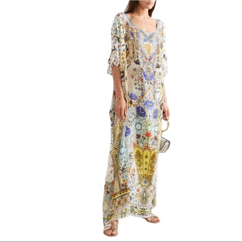 CAMILLA THE BUTTERFLY EFFECT SILK MAXI KAFTAN RESORT DRESS NEW ONE SIZE - Picture 5 of 6